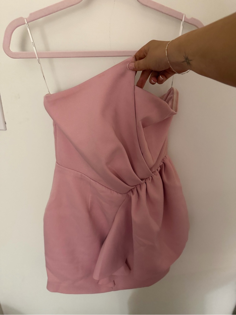 Women's Pink Strapless Dress with Draped Bow Detail Size Small from Elliott